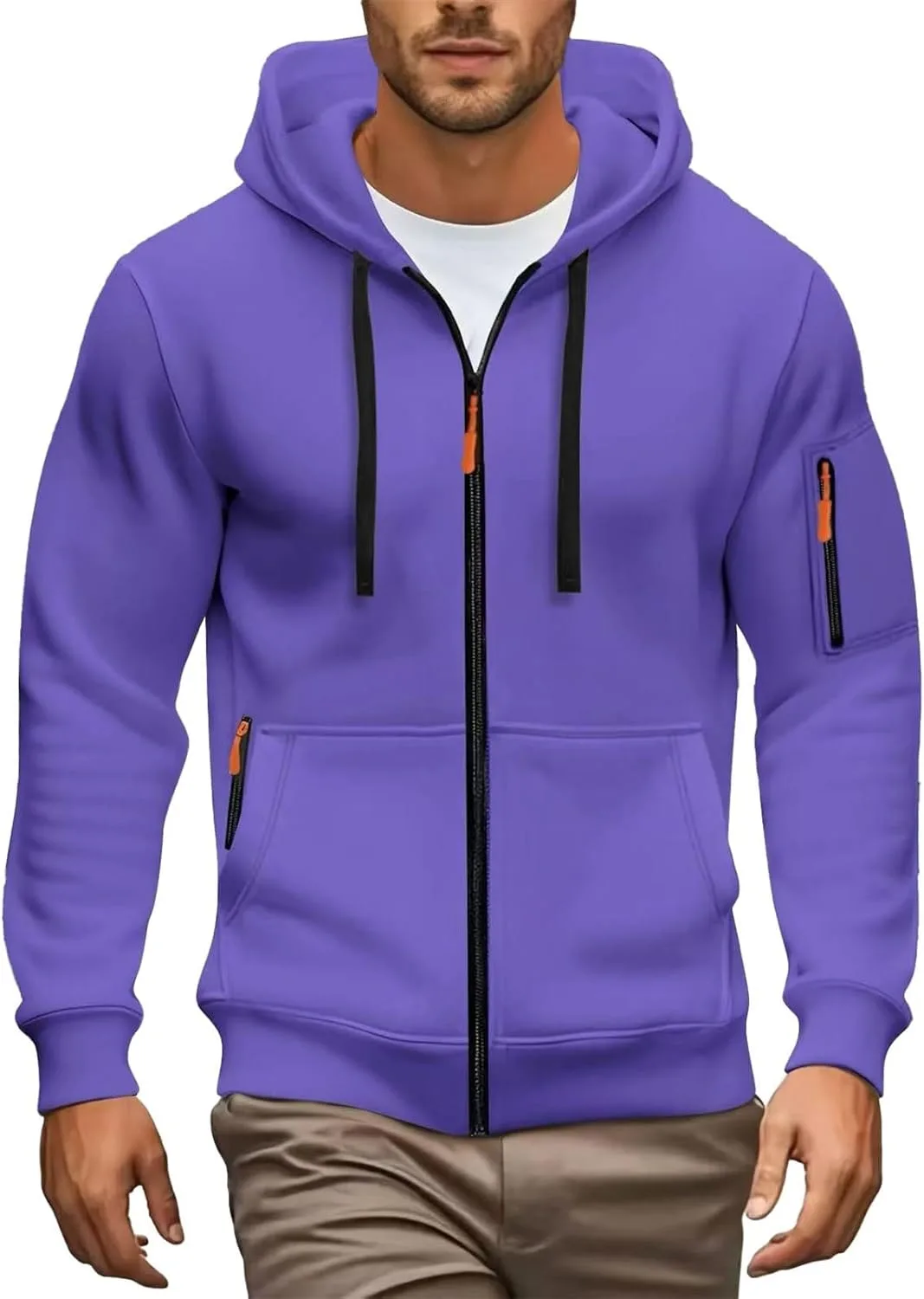 

Мужская худи Slim Fit на молнии — свободная толстовка с длинным рукавом и карманами