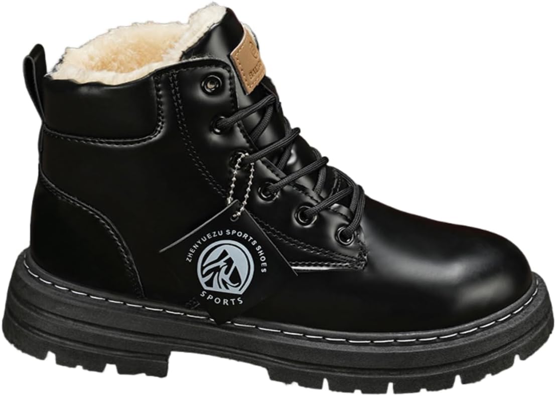 

Мужские винтажные ботинки до щиколотки с среднем голенищем, противоскользящие ходовые туфли, ботинки больших размеров с высоким голенищем, на флисовой подкладке, повседневные Lexamen, черный