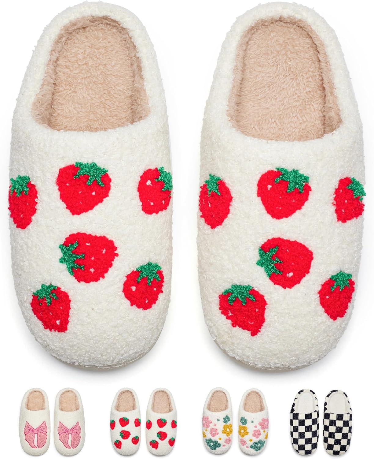 

Милые домашние тапочки для женщин и мужчин, теплые уютные тапочки с мягкой подкладкой из памяти формы для дома и улицы Cekqoci, Strawberry