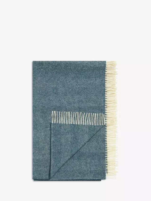 

Плед John Lewis Herringbone Shetland Lambswool, цвет teal