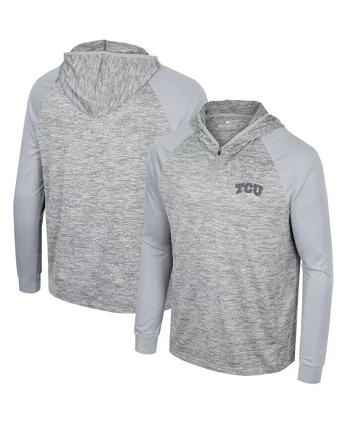 

Мужская серая толстовка TCU Horned Frogs Cybernetic Raglan с капюшоном и застежкой-молнией на четверть длины Colosseum