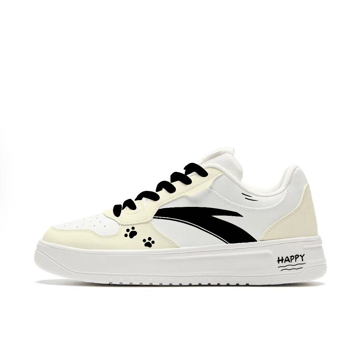 

ANTA Легкие следы от сыра, освежающий кампусный стиль, милый, сладкий стиль, нишевые парные белые туфли Synthetic Leather