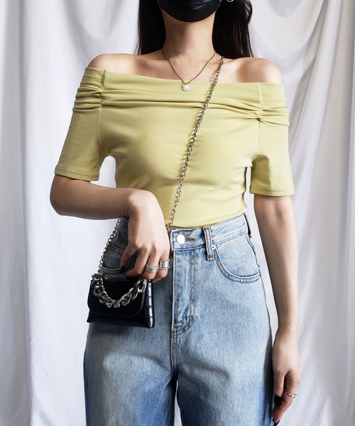 

Me+em select Футболка с короткими рукавами и присборенными плечами Me+em, желтая