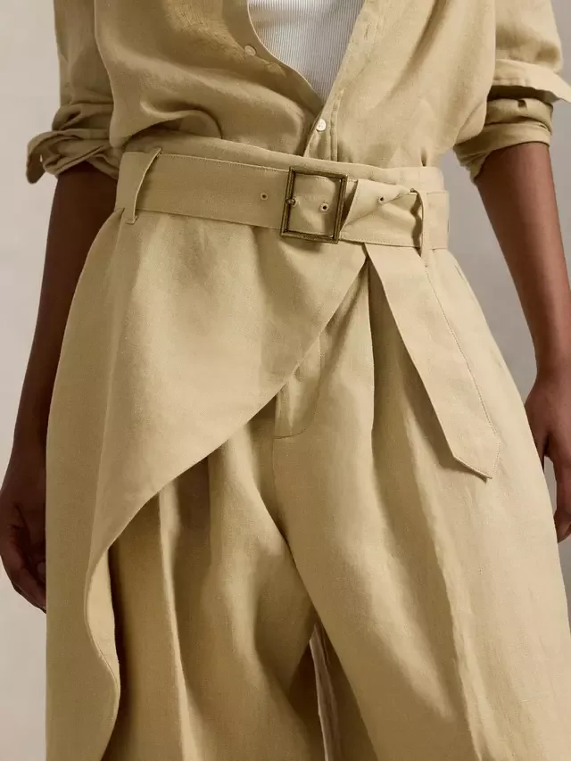 Брюки-поло с запахом из чистого льна, цвет Дюна Ralph Lauren — фото 3
