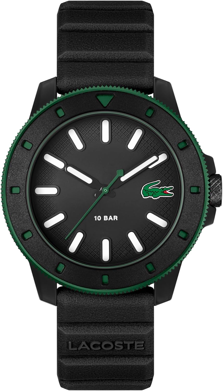 

Lacoste.12.12 Scuba мужские часы 3H Quartz, силиконовый ремешок - современный, классический хронометр - подарок для него, 43mm, Black