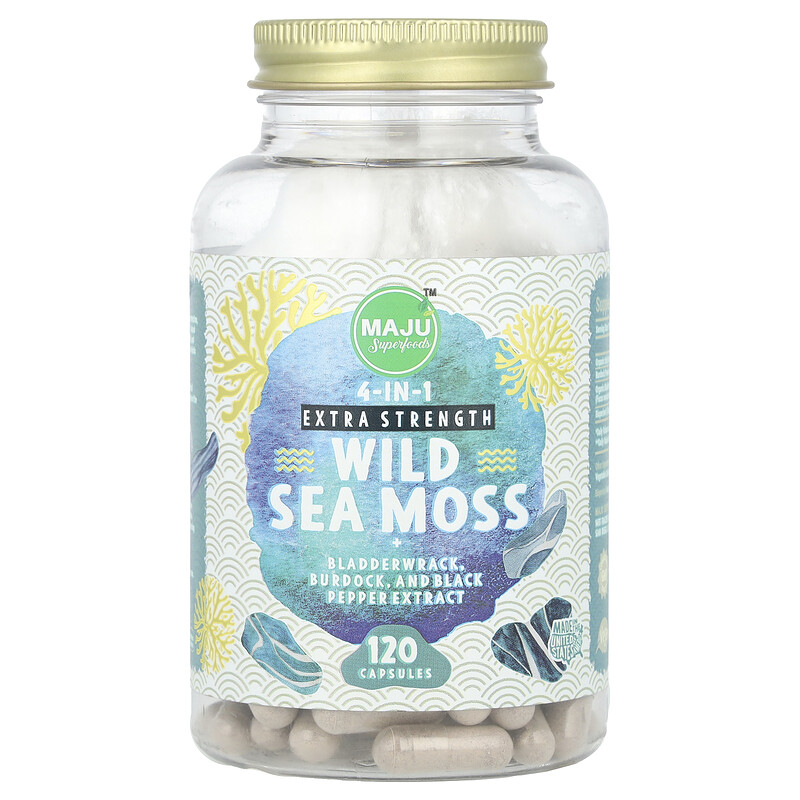 

Maju Superfoods, Wild Sea Moss, Extra Strength, 120 капсул