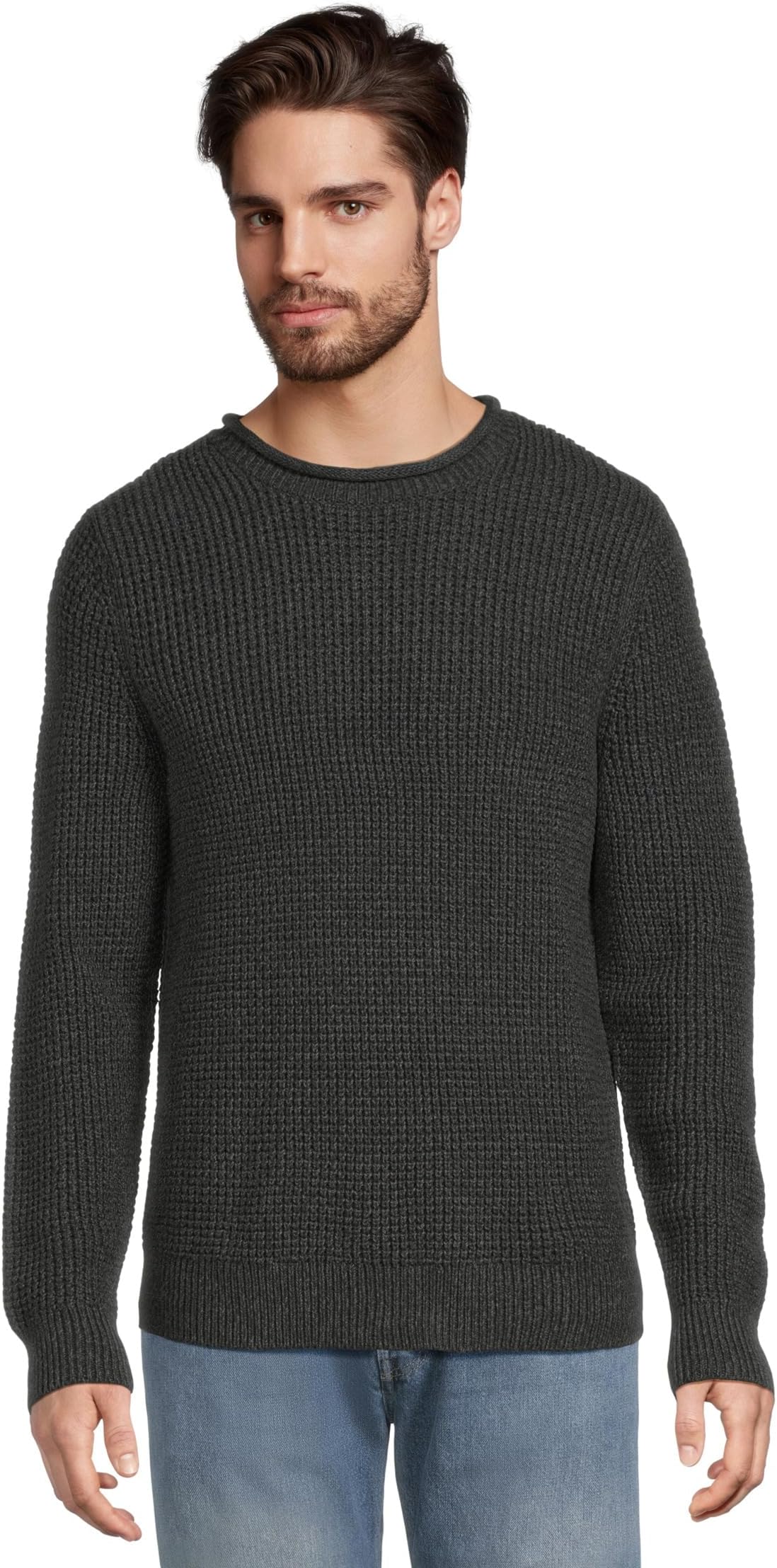 

Свитер L.L.Bean Men's Organic Cotton Waffle Sweater Rollneck Crew, Faded Black