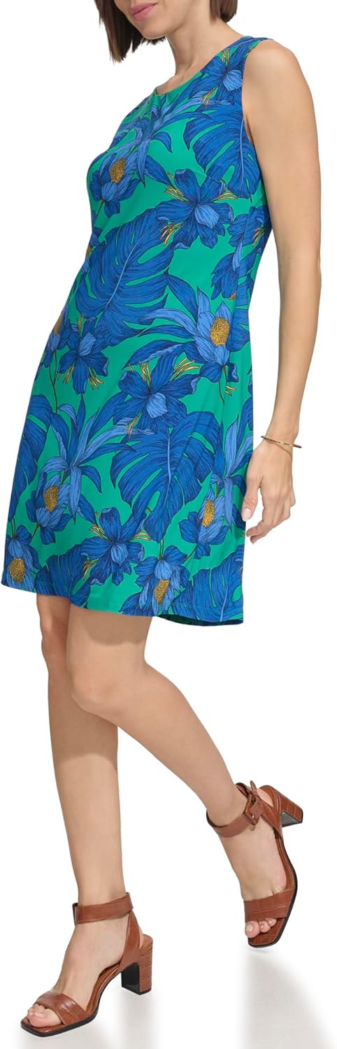 Женское платье-трапеция Tommy Hilfiger из шифона с рукавами, Parakeet Combo — фото 2