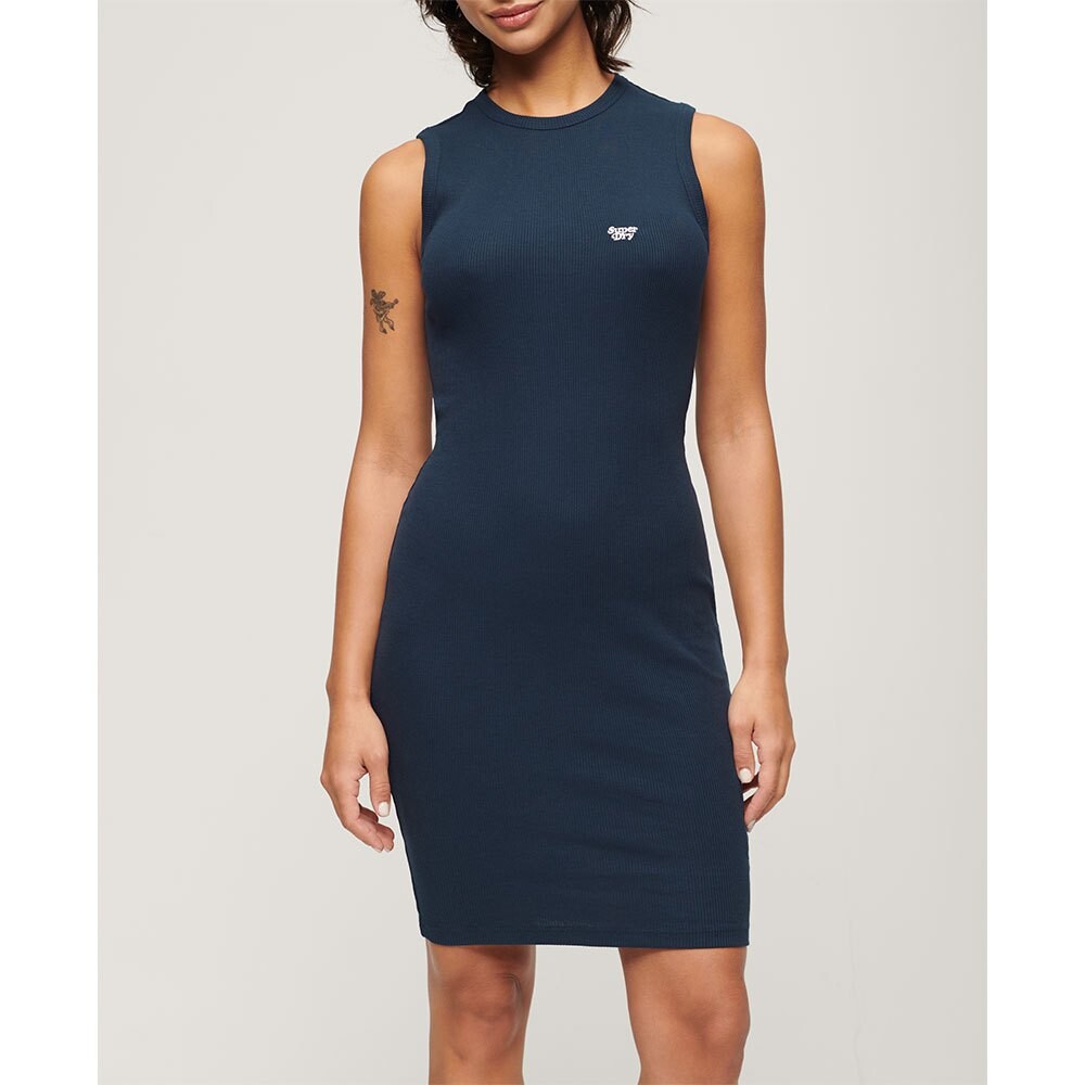 

Платье с длинным рукавом Superdry Rib Bodycon, синий