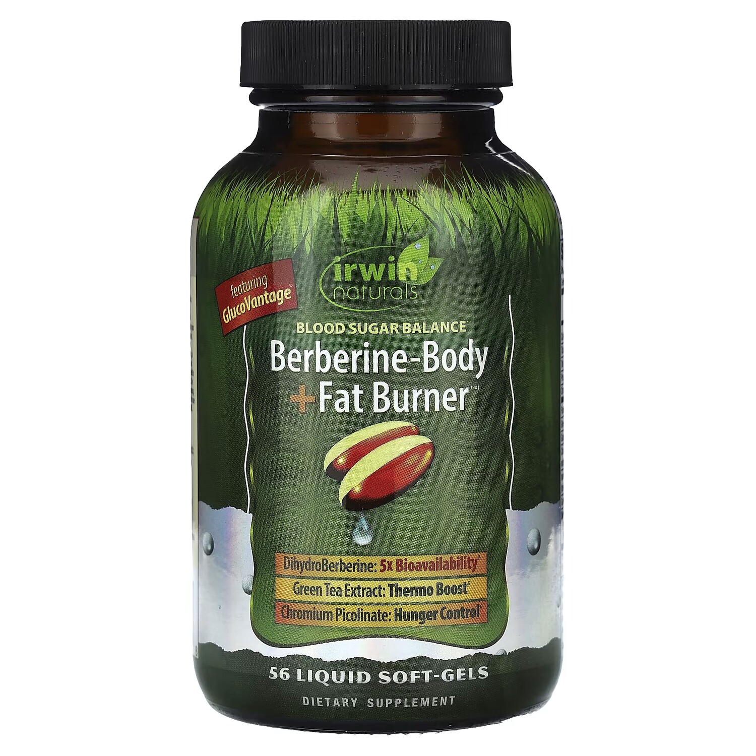

Берберин для тела + сжигатель жира Irwin Naturals, 56 жидких капсул