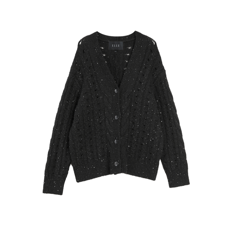 

ELLE Трикотажная кофта женская черная с V-образным вырезом Moderate