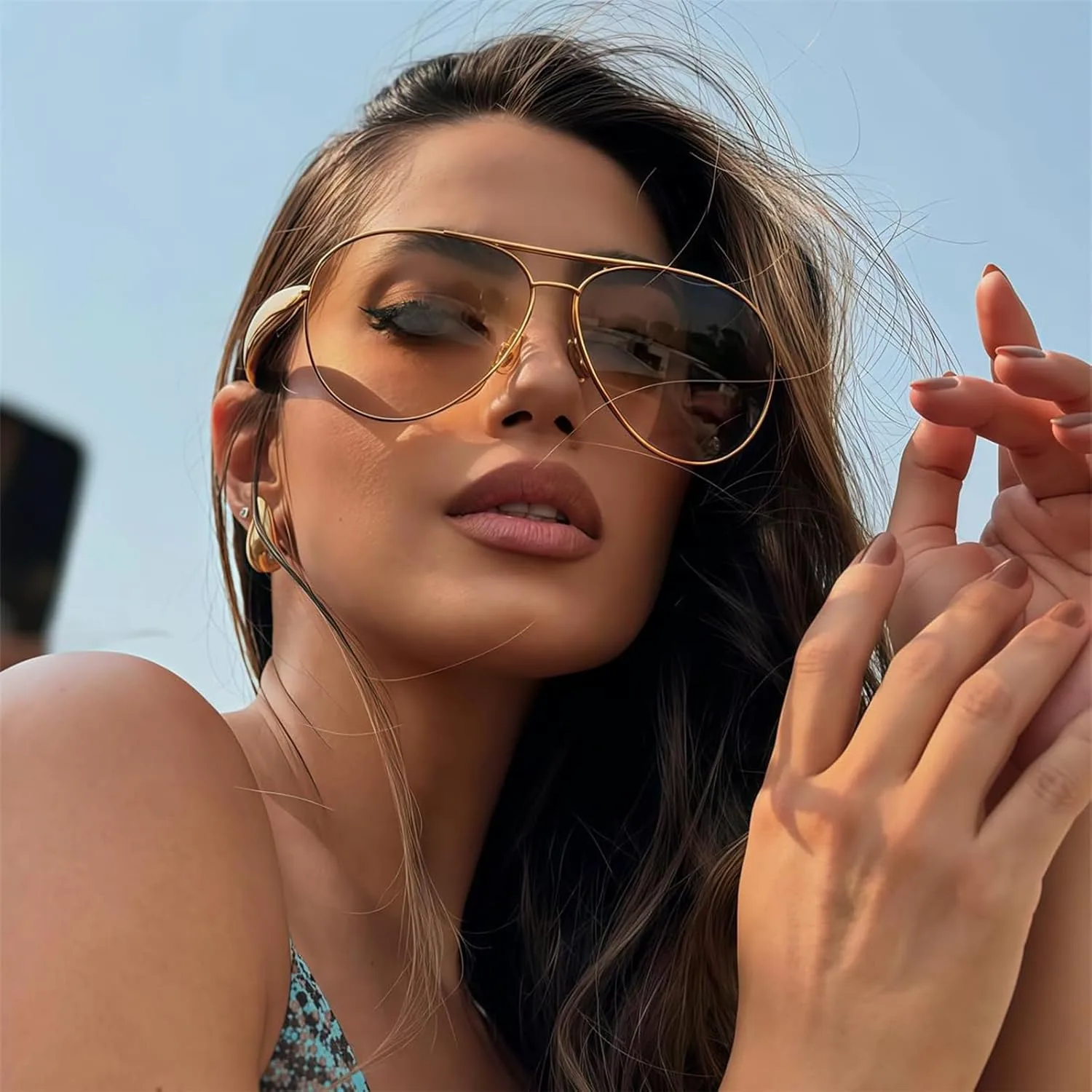 

Солнцезащитные очки-авиаторы YDAOWKN в стиле ретро, ​​золотистые, для женщин и мужчин, металлические, увеличенного размера, в стиле 70-х, A-gold Frame Black Lens