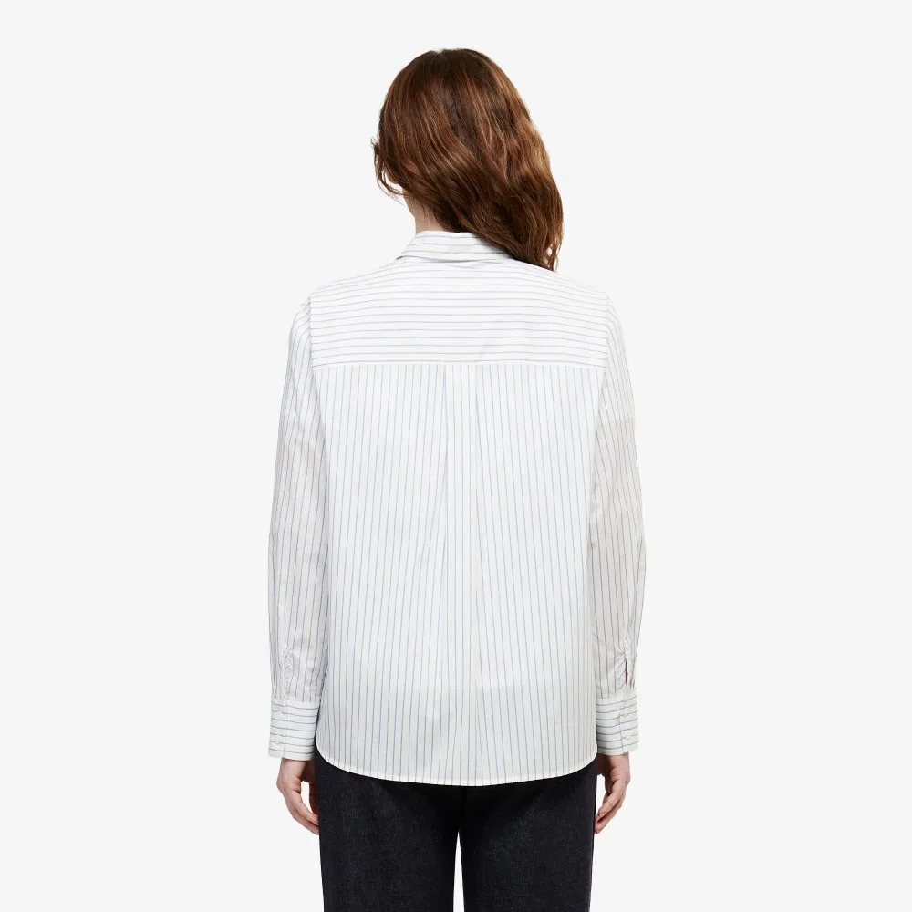 Рубашка Lacoste Полосатая свободного кроя, Поплиновый хлопок, Офф-вайт — фото 3