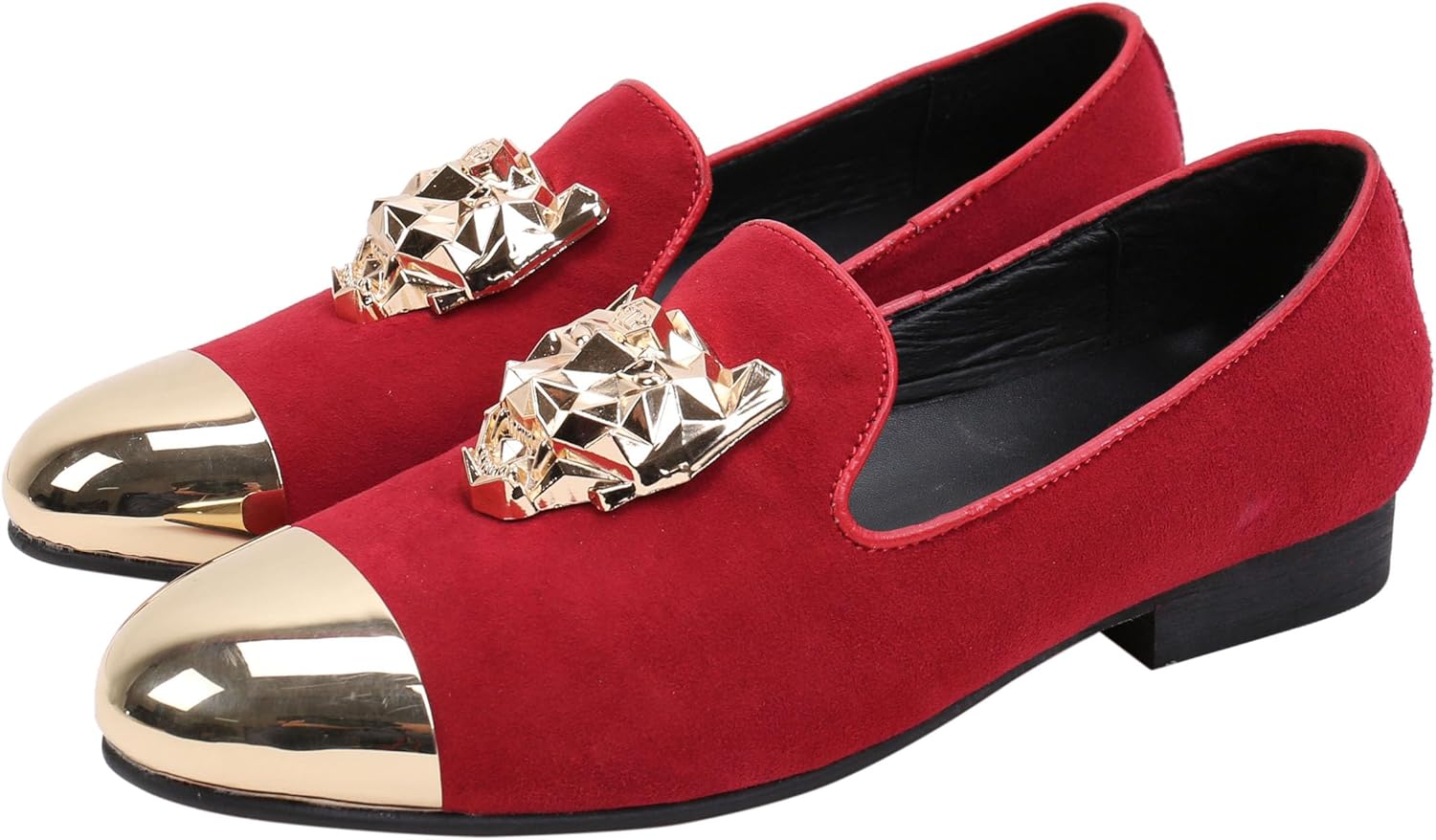 

Мокасины Santimon Mens Loafers с замшевой отделкой и металлическим наконечником, золотой