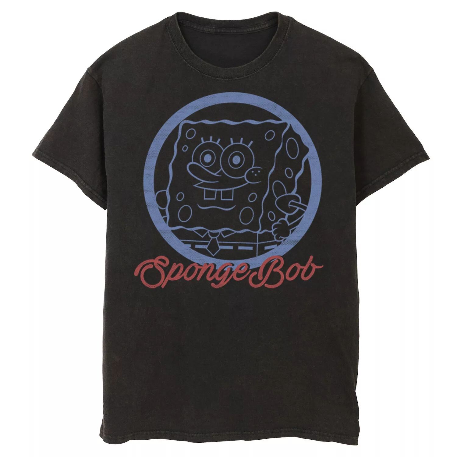 

Мужская футболка SpongeBob SquarePants с линиями и курсивом с логотипом и портретом с графикой Nickelodeon, черный