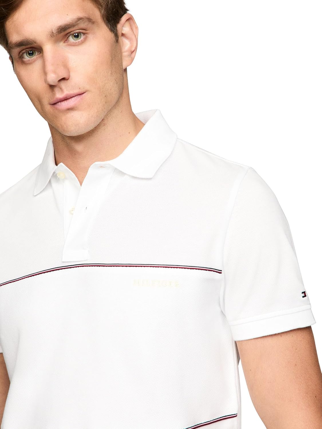 Мужские поло Tommy Hilfiger с коротким рукавом, повседневного кроя, с полосатым рисунком, White — фото 2