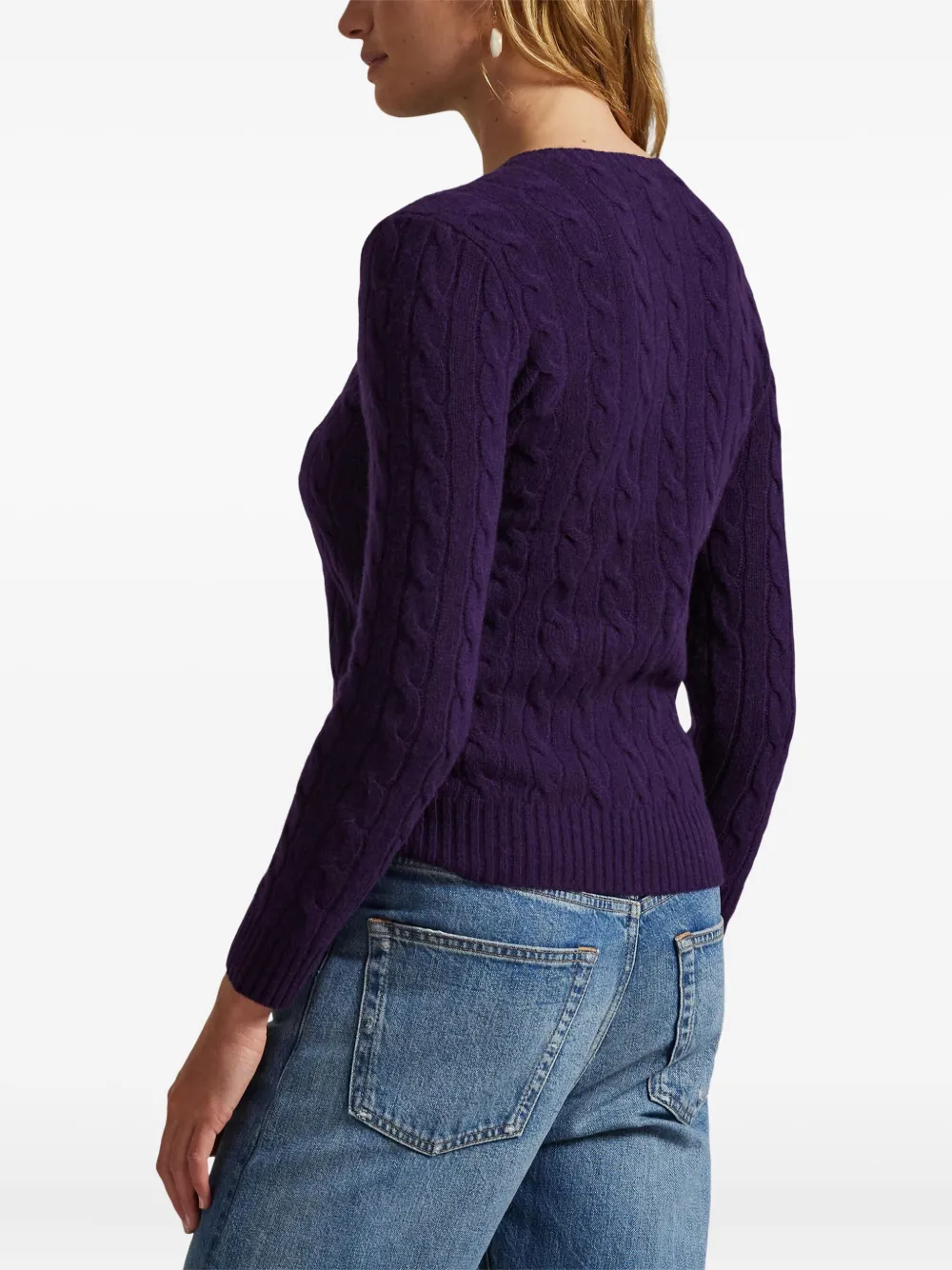 Джемпер фактурной вязки POLO RALPH LAUREN, фиолетовый — фото 4