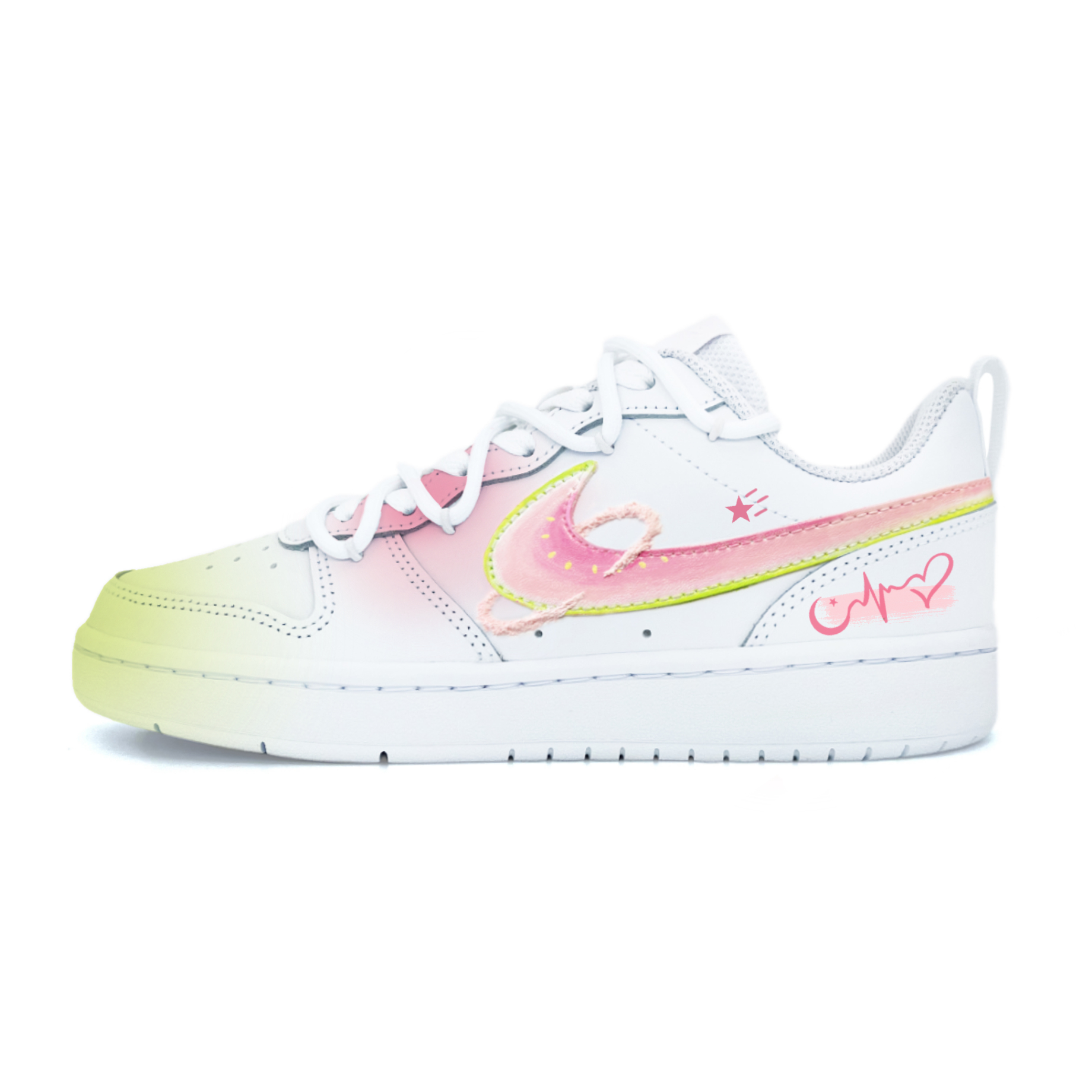 

Nike Детские кроссовки для скейтбординга Court Borough Wandering Guava Planet с низким верхом, противоскользящие, зеленые, для подростков