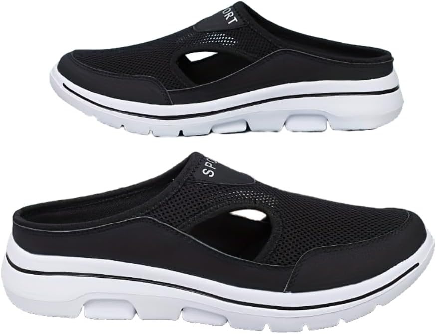 

Мужские сетчатые сандалии больших размеров, дышащие, повседневные нескользящие тапочки, открытый носок, для дома, улицы, пляжа и душа Hhhchpm, черный