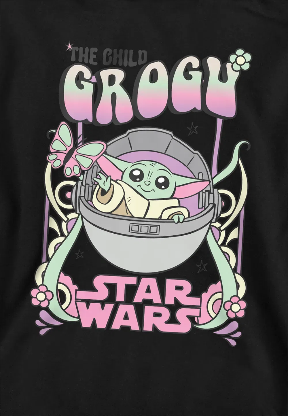 Детский худи Star Wars Hippie Grogu Disney, черный — фото 2