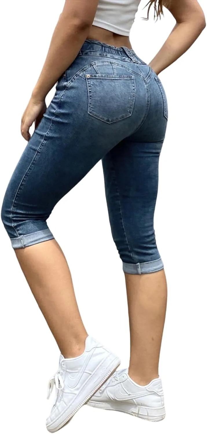 

Flamingals джинсы скинни для женщин Mid Waist, стрейч, Pull On