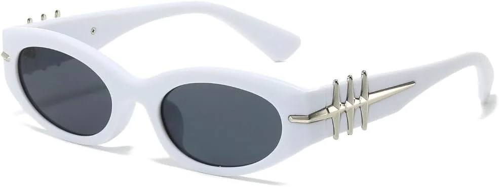 

Винтажные солнцезащитные очки «кошачий глаз» для женщин и мужчин, в стиле панк, популярные, с маленькой оправой и заклепками, в стиле хип-хоп MTZJH, One Color