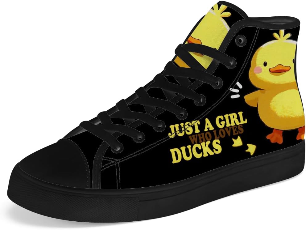 

Кеды на высокой подошве Chebing с уткой для мужчин и женщин, мультяшные кеды на высокой подошве, шнуровка, повседневная обувь, подарки для девушек и мальчиков, желтый