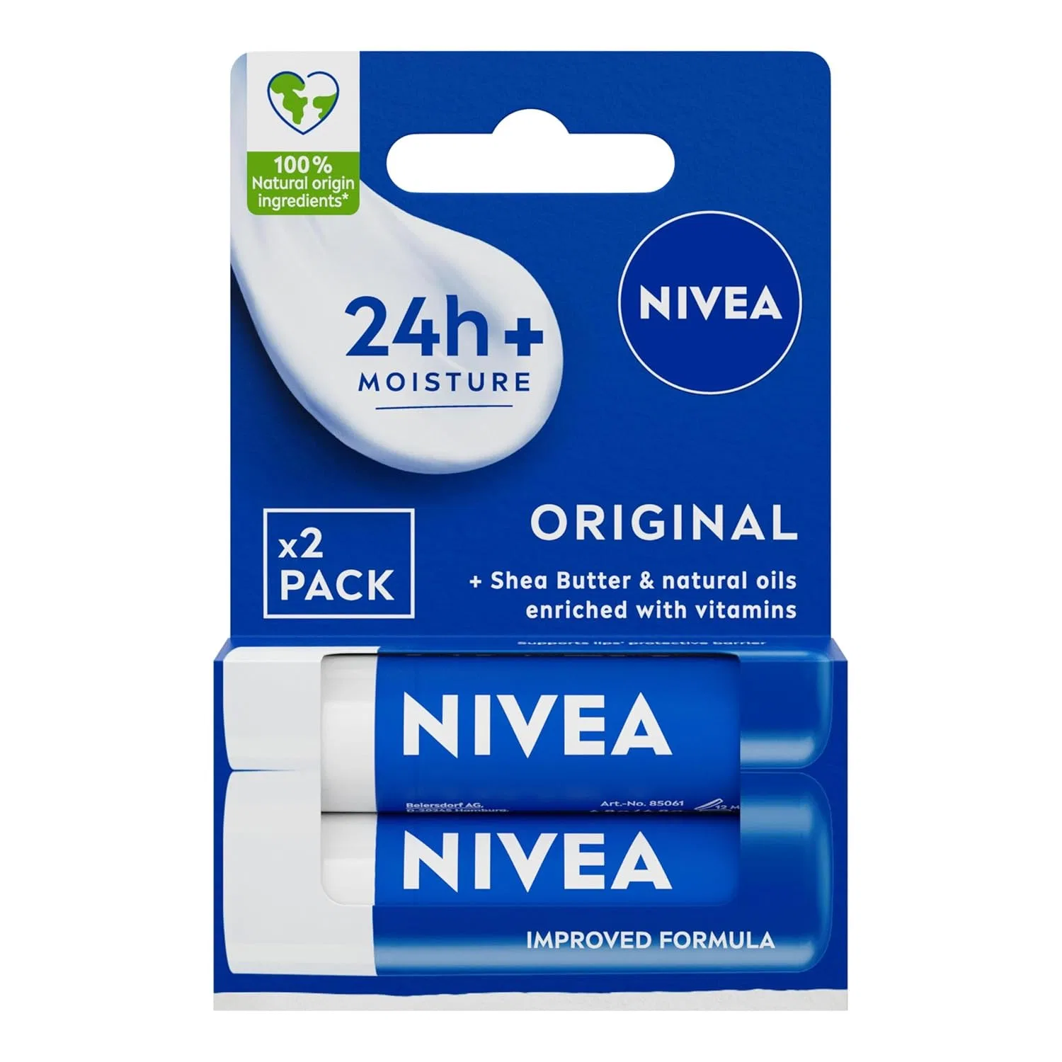 Набор бальзамов для губ NIVEA Original Care, 2 шт. по 4.8 г Nivea