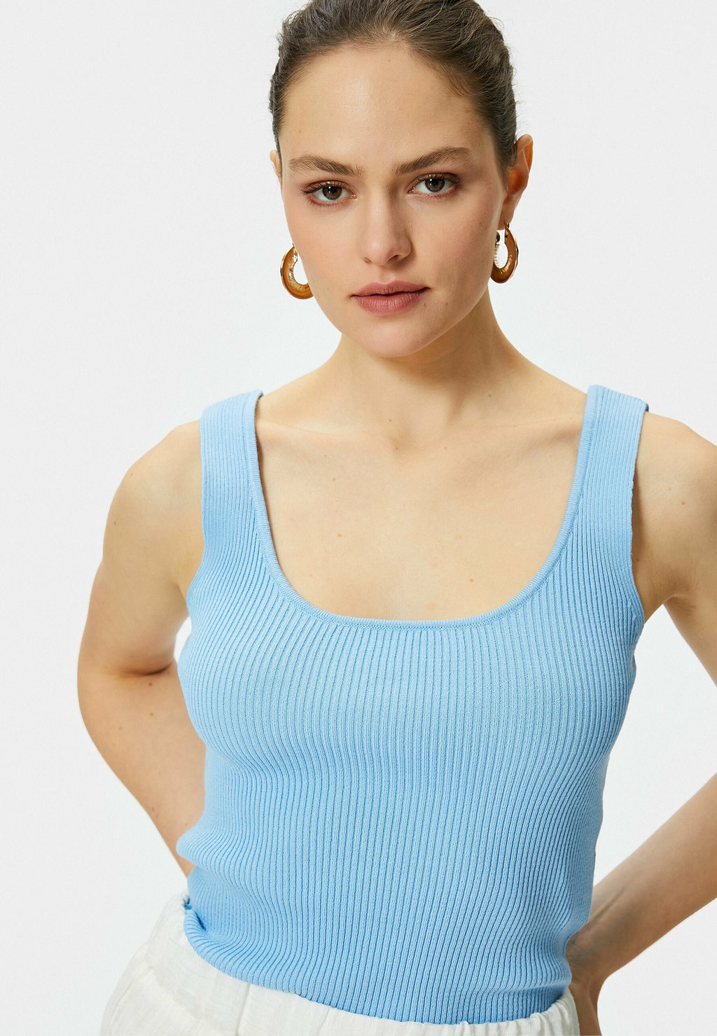 

Топ U NECK THICK STRAPPY TANK Koton, синий