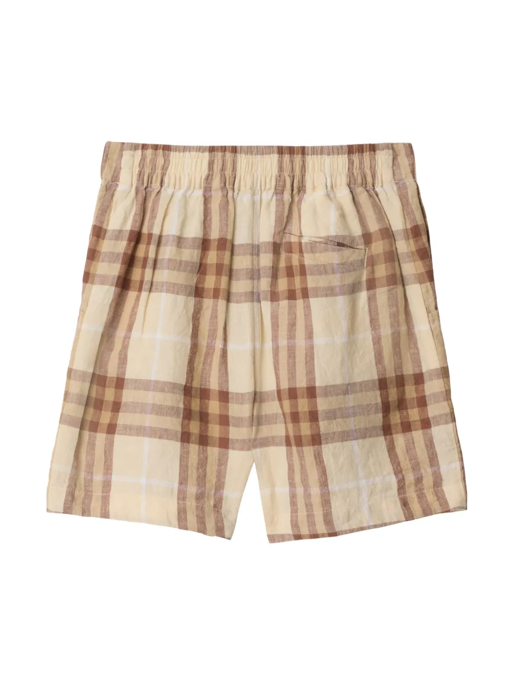 Льняные шорты в клетку BURBERRY KIDS, нейтральный — фото 2