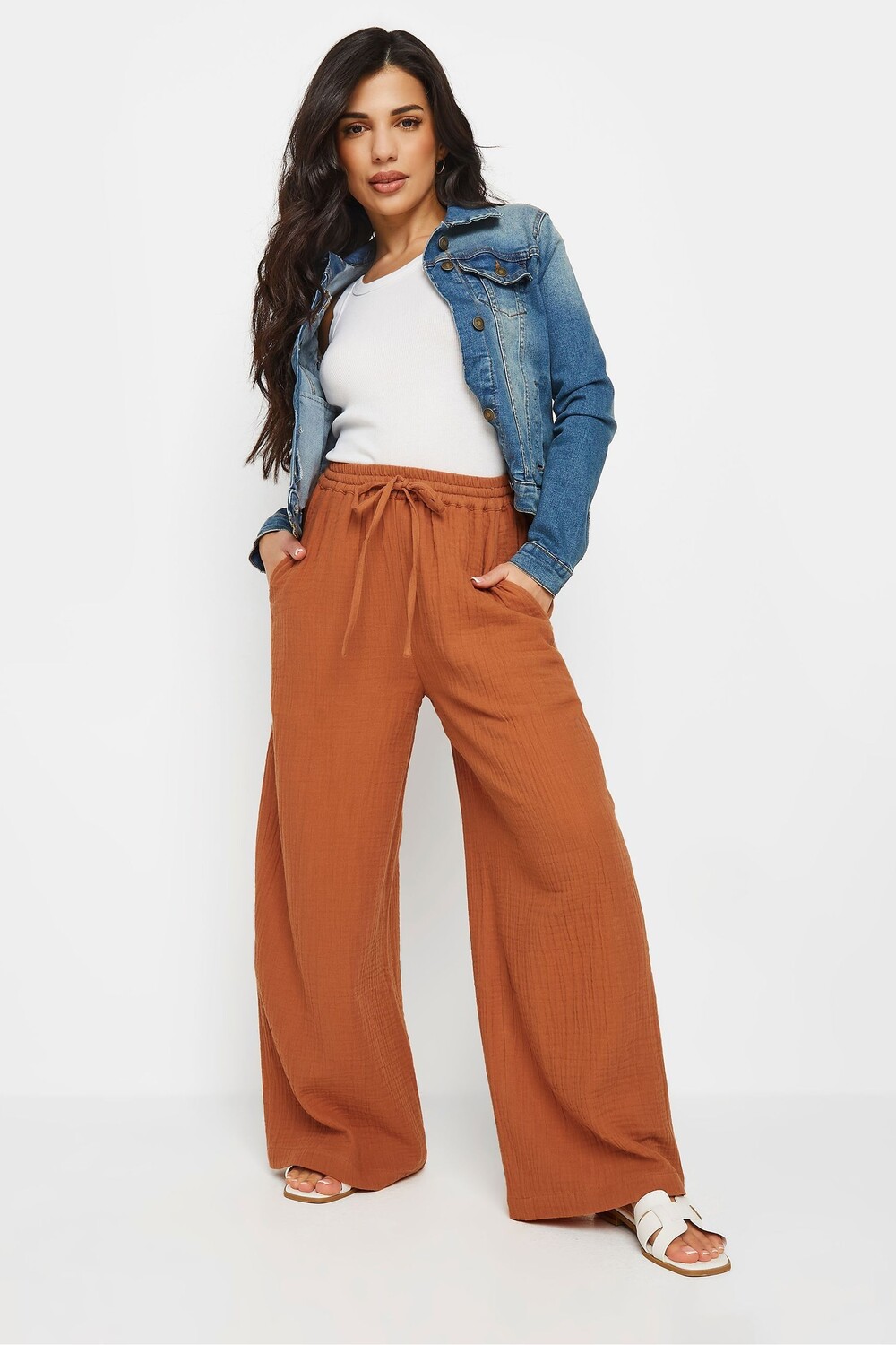 

Брюки с завязками на талии Pixiegirl Petite, оранжевый