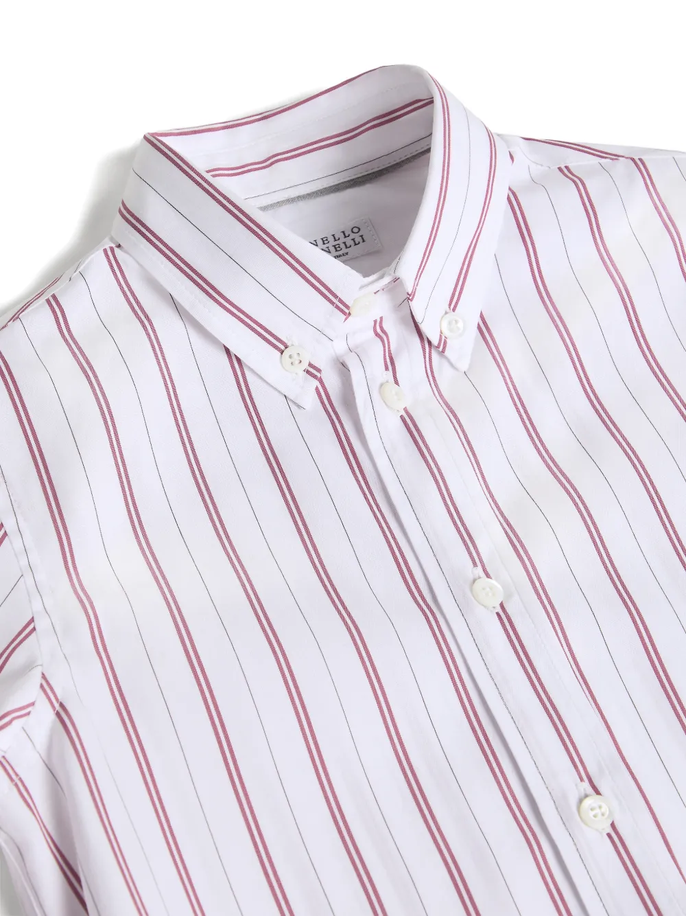 Полосатая рубашка на пуговицах Brunello Cucinelli Kids, белый — фото 3