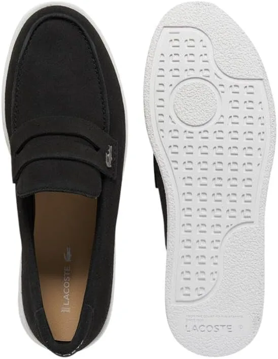 Мужские слипоны Lacoste Cochet из замши, черно-белый — фото 4