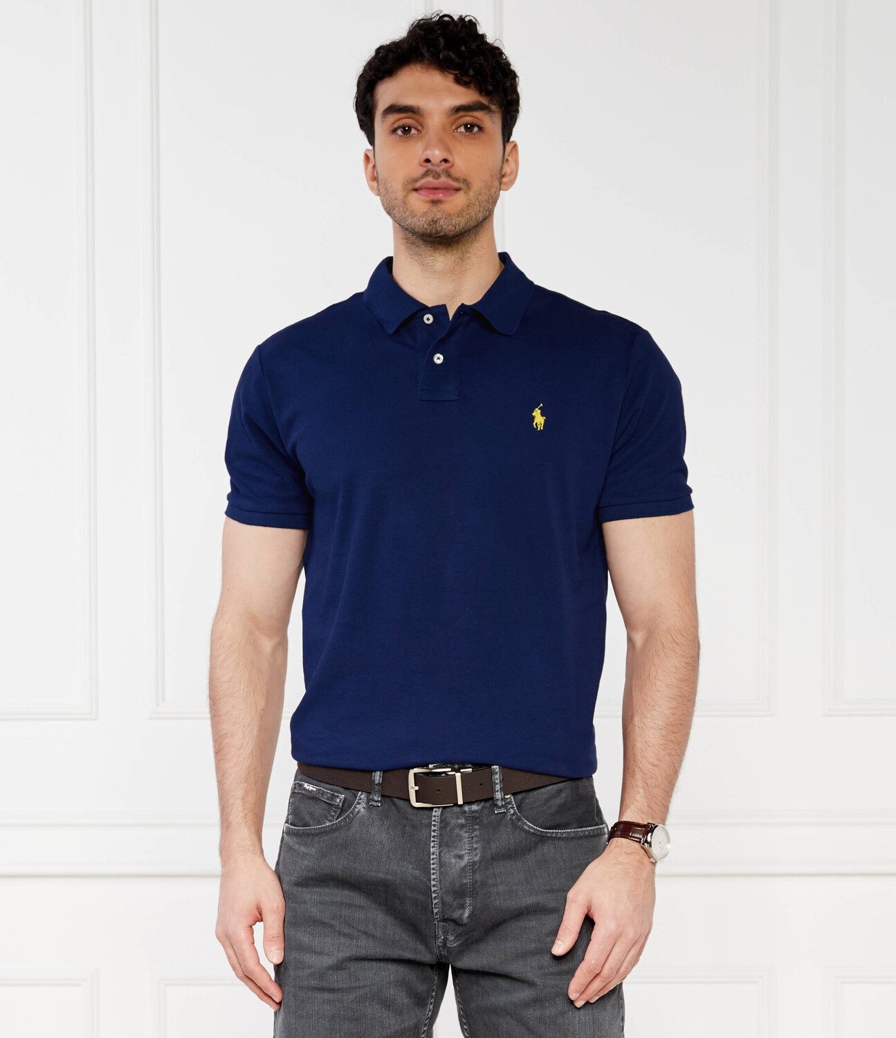 Поло POLO RALPH LAUREN Custom fit, темно-синий — фото 3