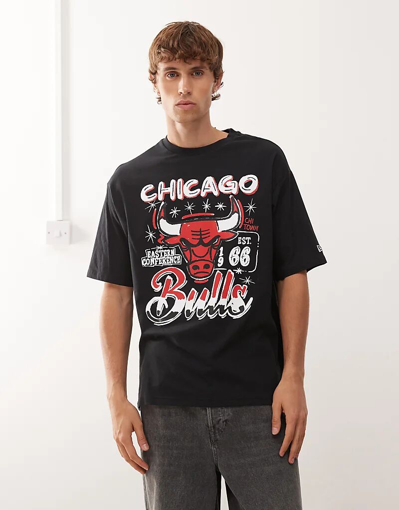 

Футболка New Era Chicago Bulls свободного кроя черного цвета