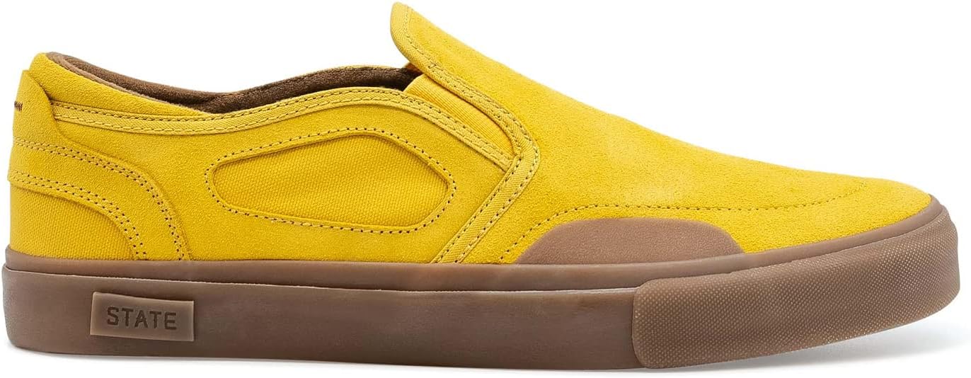 

Мужские кеды State Footwear Skateboard Keys из замши цвета горчица/резина, Mustard Gum Suede