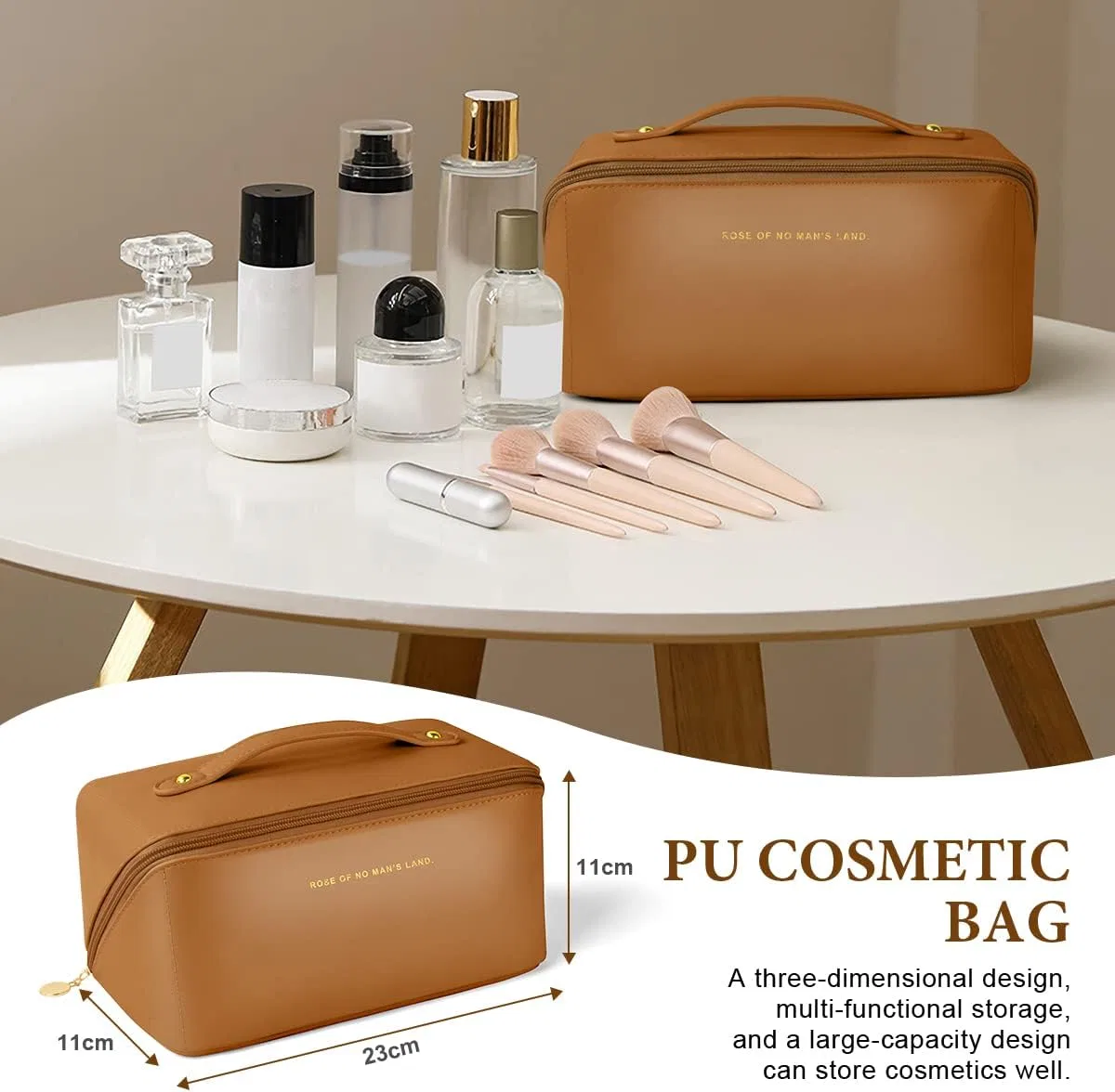 Дорожная косметичка из искусственной кожи от Aucuu Aucuu, #1 Brown — фото 2