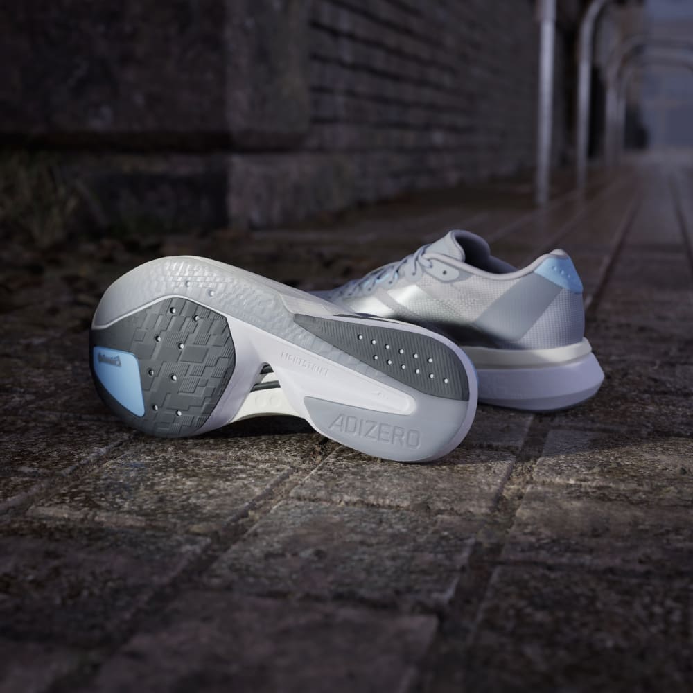 Кроссовки Adidas Adizero Boston 13 Shoes, цвет Halo Silver/Silver Metallic/Glow Blue — фото 3