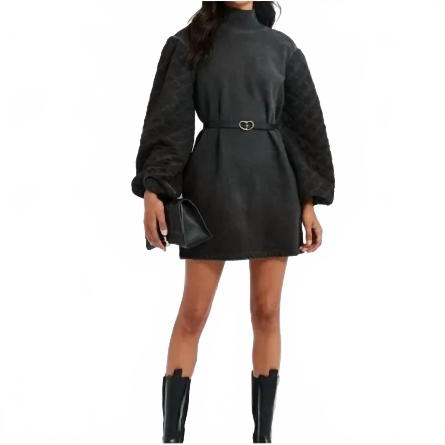 

SOMETHING NAVY Платье-толстовка со стегаными рукавами, выцветший черный цвет