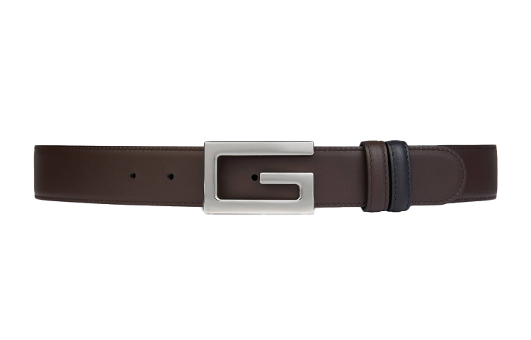 GUCCI Кожаный ремень мужской черно-коричневый шириной 3.5 см, Black/Brown — фото 4