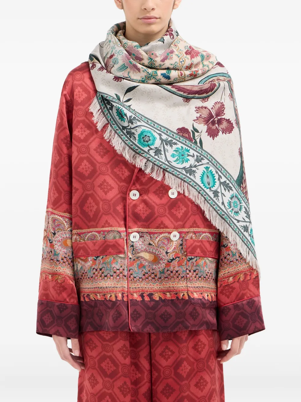 

Шарф с принтом "пейсли" и цветочным узором Pierre-Louis Mascia, нейтральный