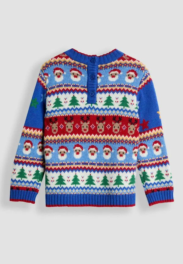 Рождественский джемпер в стиле fair isle стандартного кроя Jojo Maman Bébé, Blue Santa Rocket — фото 2