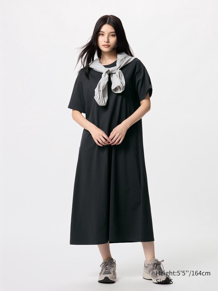 

Платье-Футболка airism из хлопка с коротким рукавом Uniqlo, цвет 09 черный