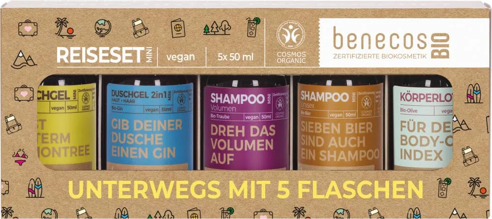 Набор мини-средств для путешествий benecos Organic, 5 флаконов Benecos