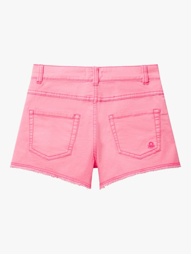 Детские хлопковые шорты с пятью карманами и потертостями Benetton, Bright Pink — фото 2