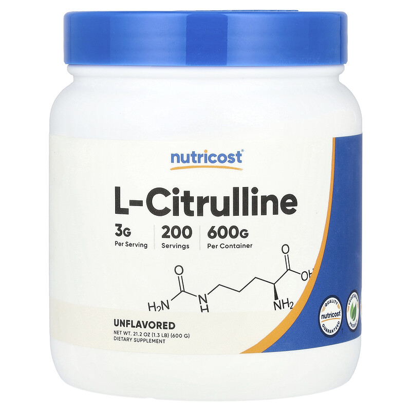 

Nutricost, L-цитруллин, без добавок, 600 г (1,3 фунта)