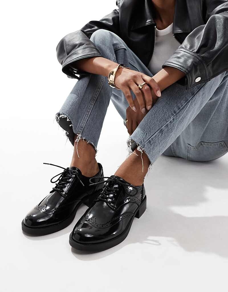 

Черные туфли на плоской подошве на шнуровке ASOS DESIGN – Manny