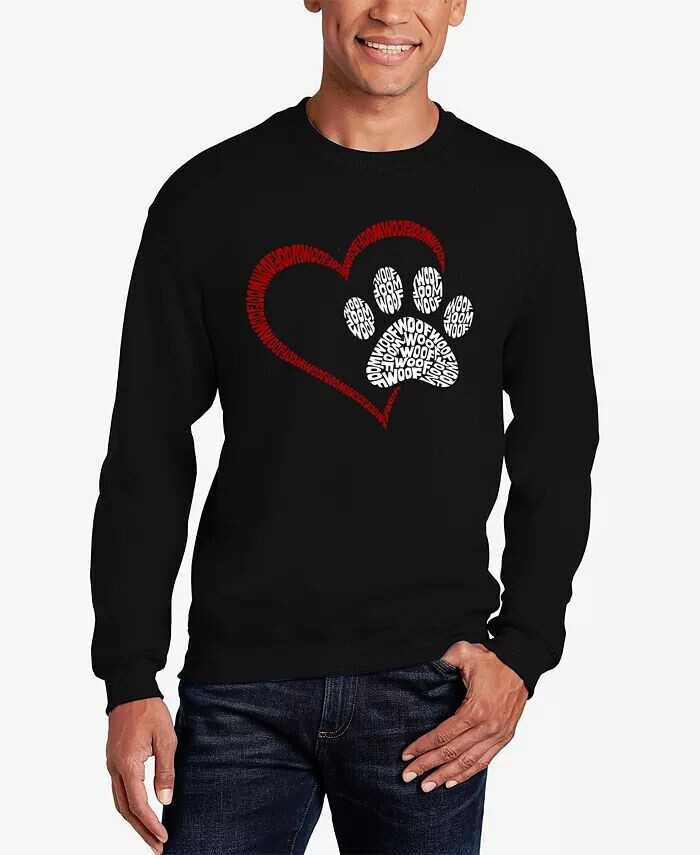 

Paw Heart - Мужская толстовка с круглым вырезом Word Art LA Pop Art, черный