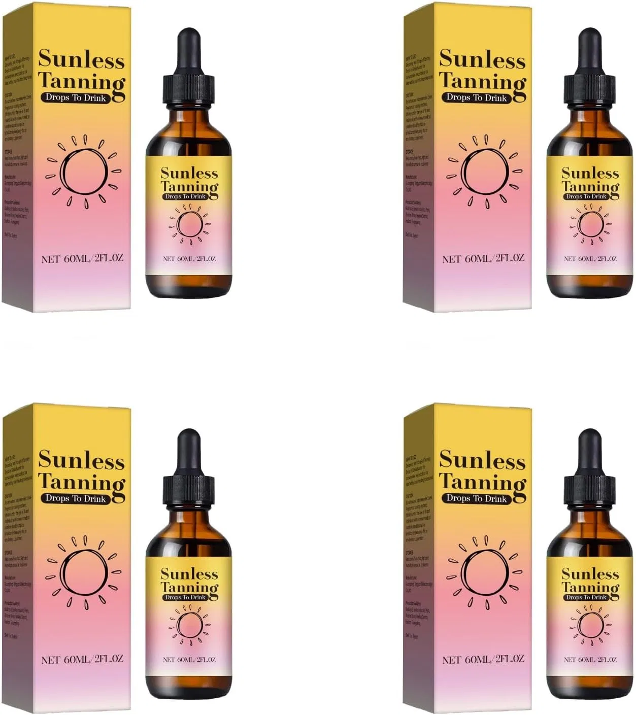 Капли для загара для приема внутрь, 4 упаковки Generic, 2-Tanning Drops For Drinking