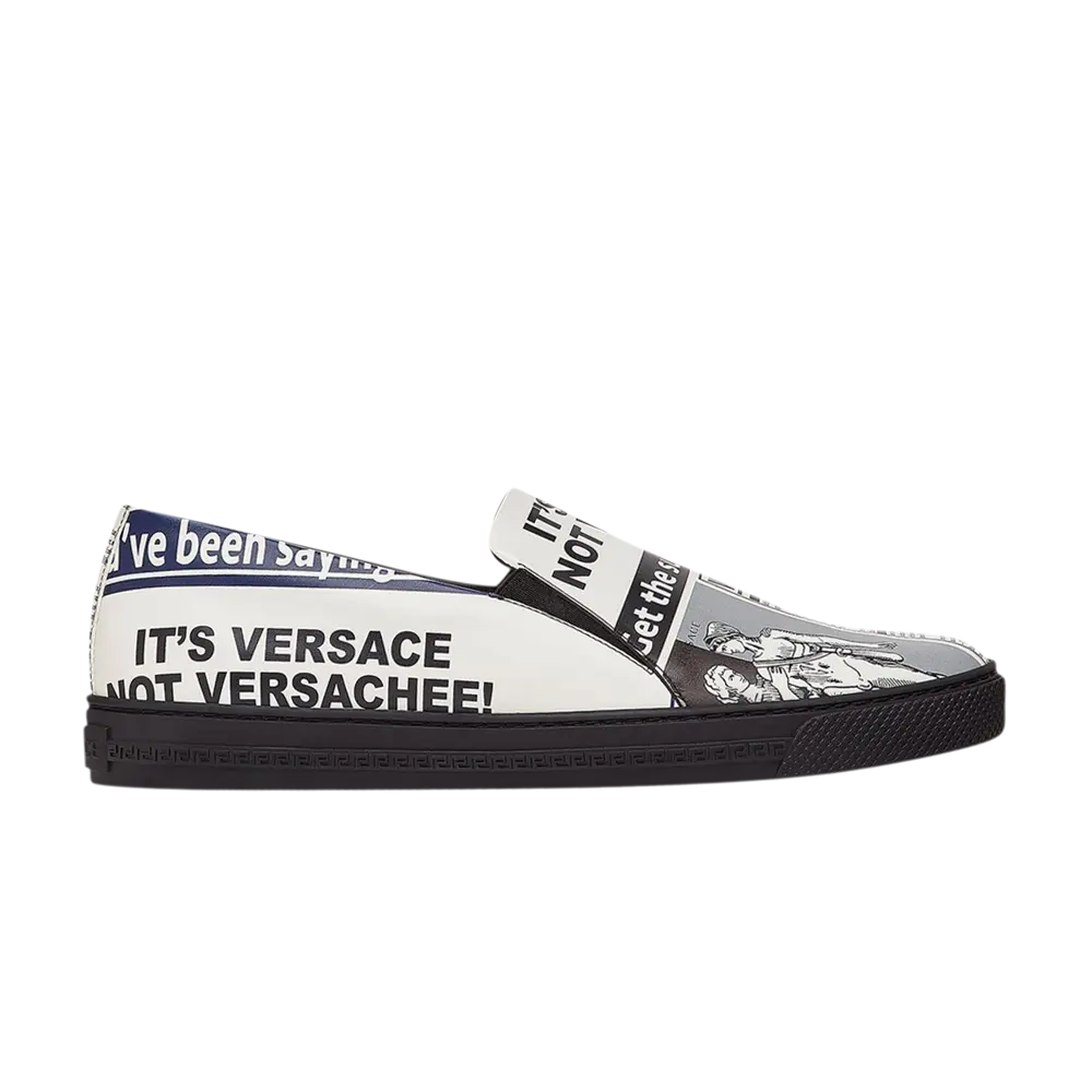 Кожаные слипоны Versace, белый